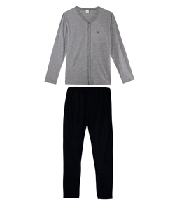 Pijama Masculino Longo Aberto Malwee (1000099633) Algodão - Cinza