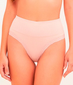 Calcinha Pala Alta com Renda Econfort Gloss (CA 01 0019) Algodão/Cotton
