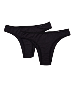 Kit 2 Calcinhas Tanga Realce Econfort (KT 02 0002) - Preto/Preto