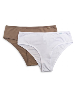 Kit 2 Calcinhas Cotton/Algodão Econfort (KT 02 0004) Branco/Chocolate