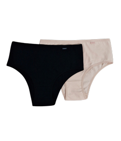Kit 2 Calcinhas Cavadas Cotton/Algodão Econfort (KT 02 0005) Areia/Preto