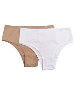 Kit 2 Calcinhas Cavadas Cotton/Algodão Econfort (KT 02 0005) Branco/Chocolate