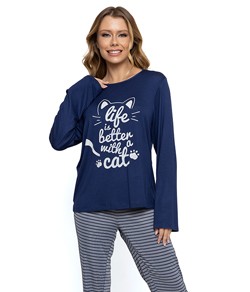 Pijama Feminino Longo Estampado Pellin (012)