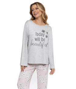 Pijama Feminino Longo Mescla Floral Pellin (018) Viscose