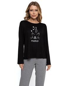 Pijama Feminino Longo Cat Listrado Pellin (023) Viscose