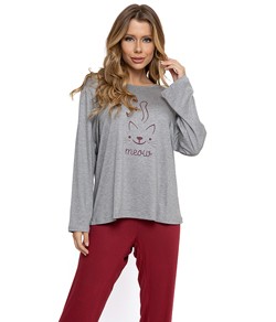 Pijama Feminino Longo Gatinho Pellin (027) Viscose