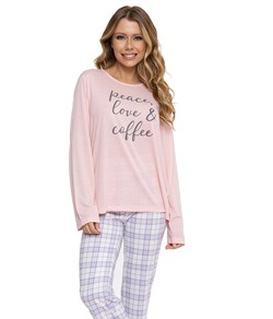 Pijama Feminino Longo Xadrez Coffee Pellin (G041)