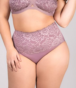 Calcinha Alta Modeladora com Renda Plumas (297) Plus Size