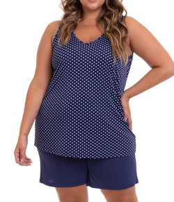 Pijama Feminino Curto Regata Liganete Poá Paulienne (C.B2.067.99) Plus Size