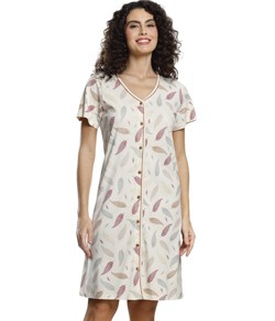Camisola Aberta Manga Curta 100% Algodão Paulienne (080.75) Folhagem
