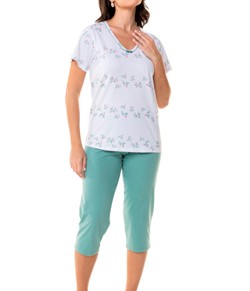 Pijama Feminino Capri Floral Paulienne Clássica (103.71) 100% Algodão