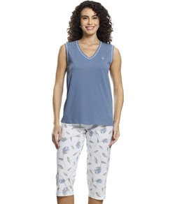 Pijama Feminino Capri sem Manga 100% Algodão Paulienne (380.75) Tulipa