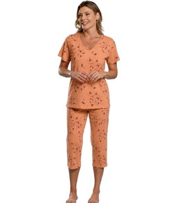 Pijama Feminino Capri Arabesco Floral Paulienne (558.77) 100% Algodão