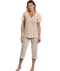 Pijama Feminino Capri Cereja Paulienne (558.77) 100% Algodão