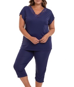 Pijama Feminino Capri Liganete Sepie (2470) Marinho - Plus Size