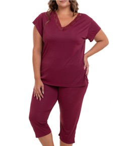 Pijama Feminino Capri Liganete Sepie (2470) Vinho - Plus Size