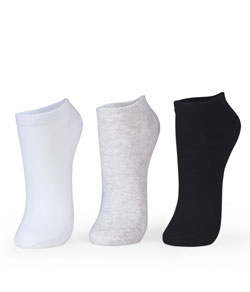 Kit 3 Pares Meias Cano Curto Puket (8547/010603172) Branco/Cinza/Preto