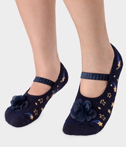 Meia Sapatilha Boneca Antiderrapante com Flor Puket (7233/10604067) Algodão
