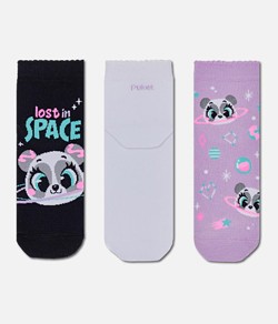 Kit 3 Meias Cano Curto Panda Puket (7201/010605520)