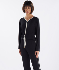 Pijama Feminino Longo Frisos Pzama (100225) Viscolycra