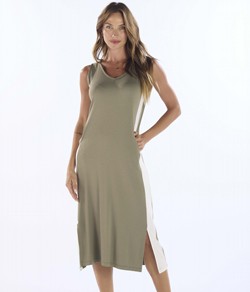 Camisola Midi com Bolso Pzama Anna K (100260) Viscolycra - Verde