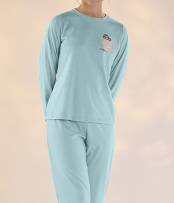 Pijama Feminino Longo Mescla Pzama (300.27) Algodão
