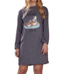 Camisola Curta Manga Longa Dogs Pzama Anna BI (40233) Mescla