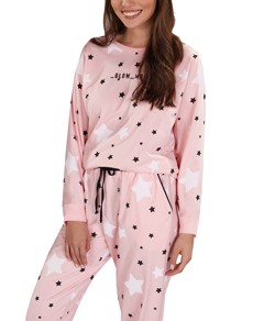 Pijama Feminino Longo Estrelas 100% Algodão Pzama Anna BI (40259)