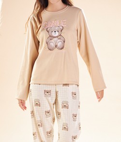 Pijama Feminino Longo Urso Pzama Anna Bi (40339) Poliviscose