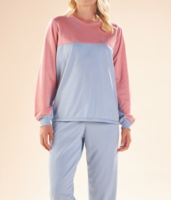 Pijama Feminino Longo Bicolor Pzama Anna Bi (40342) Poliviscose