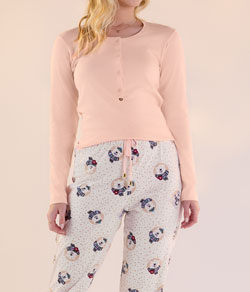 Pijama Feminino Longo Peitilho Ursinhos Pzama (40423) Algodão