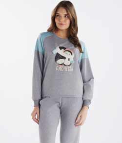 Pijama Feminino Longo Pinguim Pzama (40488) Moletinho