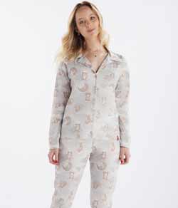 Pijama Longo Aberto Pzama (40495) 100% Algodão
