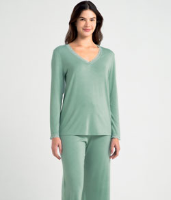 Pijama Feminino Longo Pantalona Soft She (870.11) Modal - Verde Claro