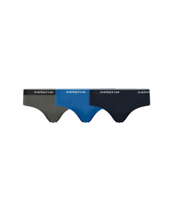 Kit 3 Cuecas Slip 100% Algod�o Selene (11900.001) Marinho/Chumbo/Azul