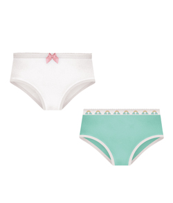 Kit 2 Calcinhas Infantis Selene (20650.001) Branco/Verde - 100% Algod�o