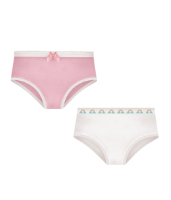 Kit 2 Calcinhas Infantis Selene (20650.001) Rosa/Branco - 100% Algod�o
