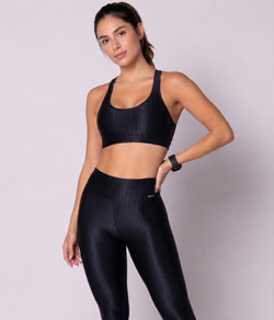 Conjunto Feminino Fitness Efeito 3D Selene (20892.002/20890.001) Microfibra - Preto