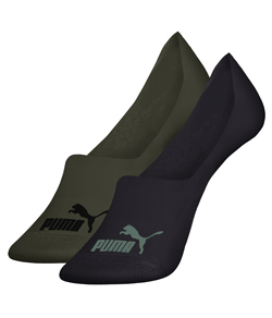Kit 2 Pares de Meia Sapatilha Super Invis�vel Puma (4500-001) Verde Militar/Grafite