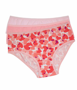 Kit Infantil 3 Calcinhas Corações Sanny Princess (21050-1) Rosa/Estampado/Rosa
