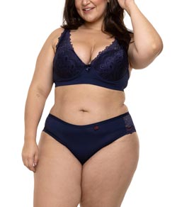 Conjunto Lingerie com Renda Carmela Plus Sepie (14384) Marinho