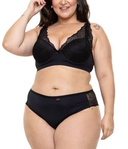 Conjunto Lingerie com Renda Carmela Plus Sepie (14384) Preto