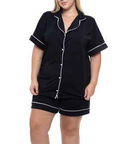 Pijama Feminino Americano Curto Plus Size Sepie (600) Preto