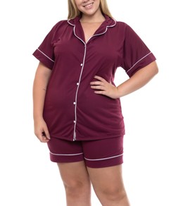 Pijama Feminino Americano Curto Plus Size Sepie (600) Vinho