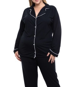 Pijama Feminino Americano Longo Plus Size Sepie (620) Preto