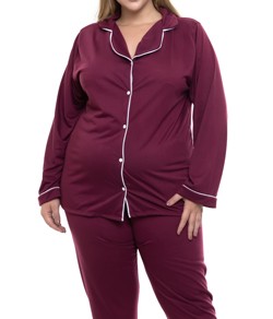 Pijama Feminino Americano Longo Plus Size Sepie (620) Vinho