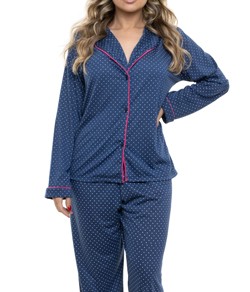 Pijama Feminino Americano Longo Poá Sepie (623)