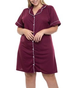 Camisola Americana Curta Sepie (810) Vinho - Plus Size