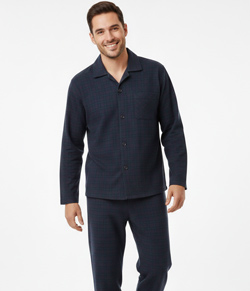 Pijama Longo Masculino Flanelado Xadrez Sepie (010C) Azul Marinho