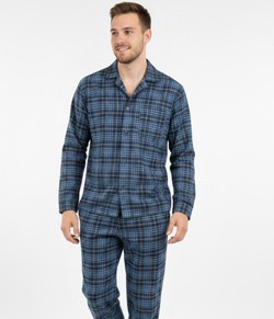 Pijama Longo Masculino Flanelado Xadrez Sepie (010C) Azul